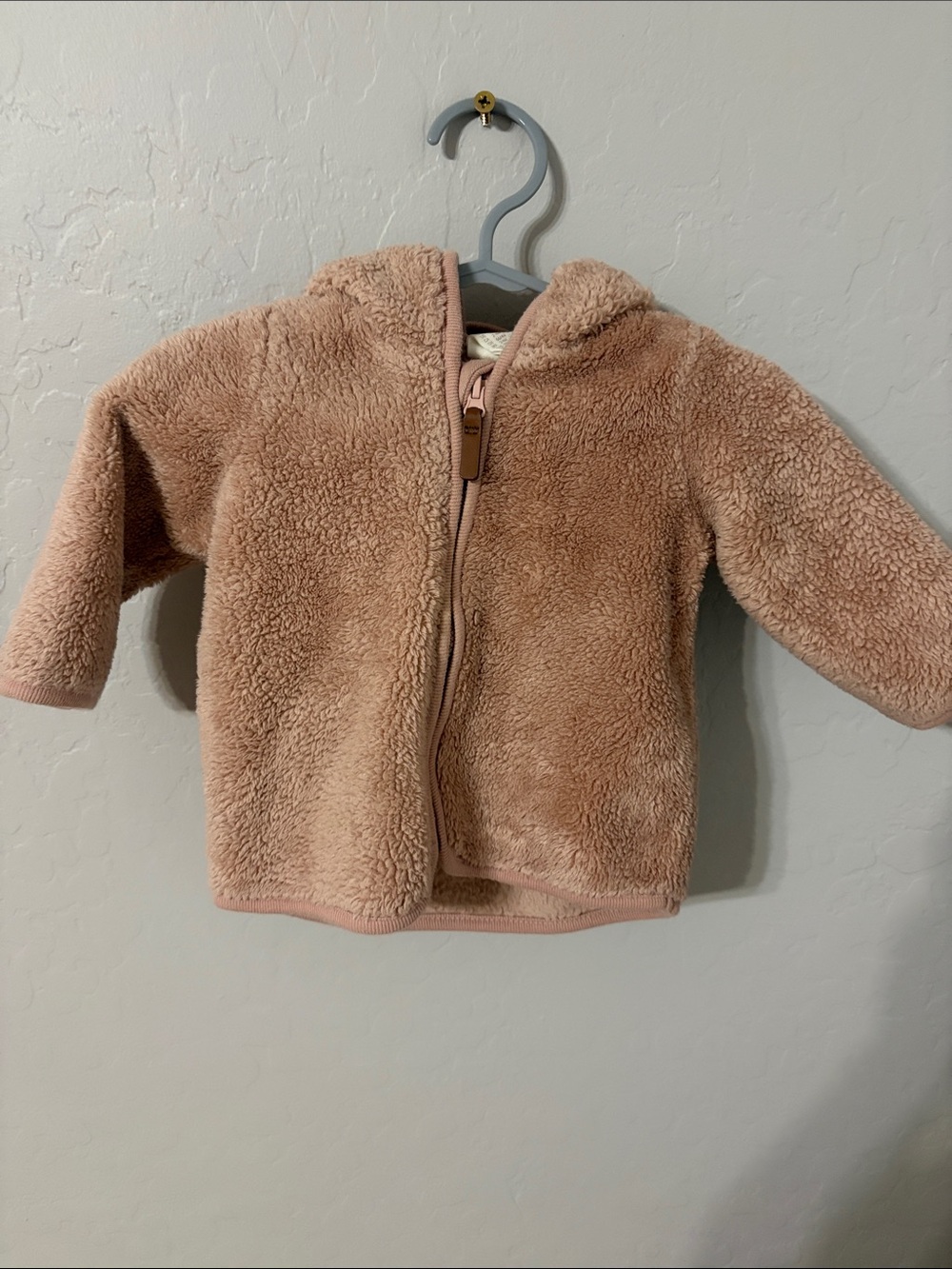 H&M Dusty Pink Plush Hooded Jacket